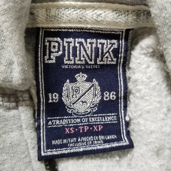 Victoria's Secret PINK hoodie XS peace star heart bling sequin graphic zip up - Picture 14 of 16